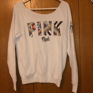 PINK off the shoulder long sleeve tee
